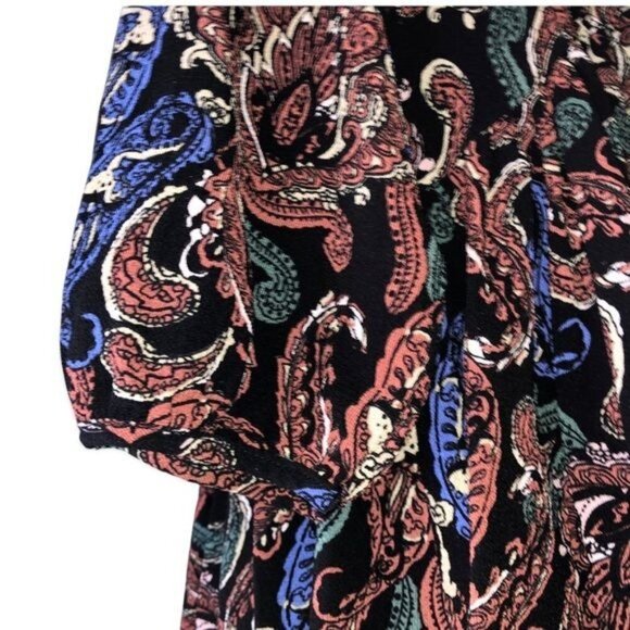 Umgee Boho Paisley Peasant Tunic Rust/Blue Size S - Picture 5 of 12